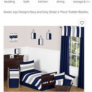 Sweet Jojo Designs Navy and Grey Stripe 5-Piece Toddler Bedding